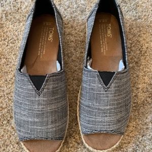 Toms Alpargata Open Toe Microstripe black & white